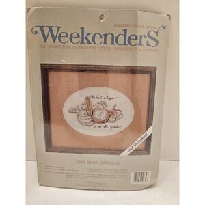 WEEKENDERS Counted Cross Stitch Kit #02772 w/ mat The Best Antique is Old Friend